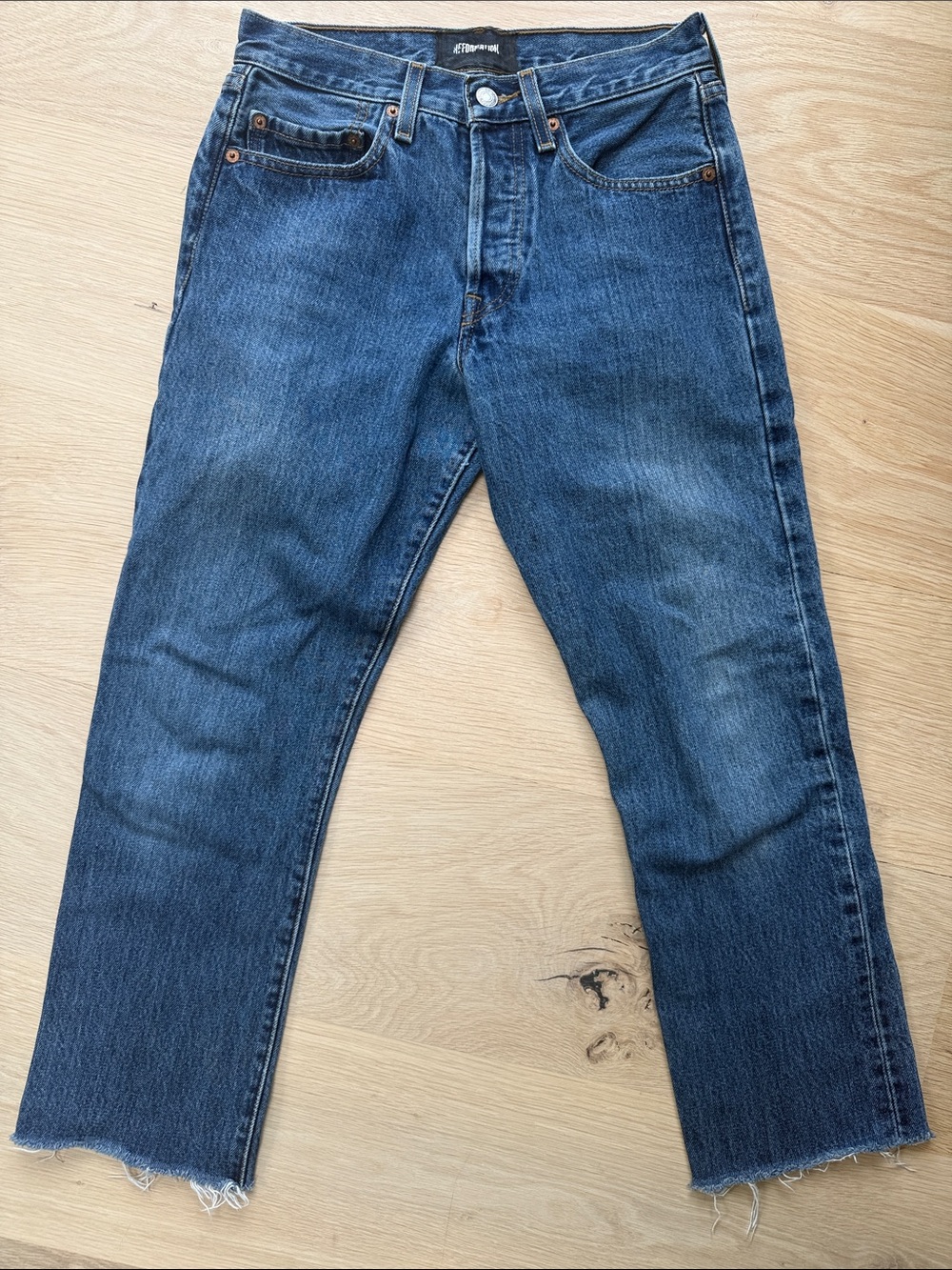 Reformation Straight-Leg Jeans With Frayed Hem